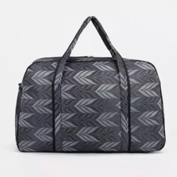 Сумка дорожная на молнии, наружный карман, длинный ремень, цвет серый