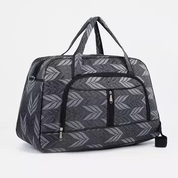 Сумка дорожная на молнии, наружный карман, длинный ремень, цвет серый