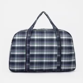 Сумка дорожная на молнии, наружный карман, длинный ремень, цвет синий