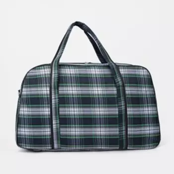 Сумка дорожная на молнии, наружный карман, длинный ремень, цвет зелёный