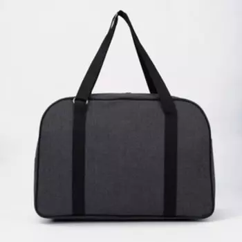 Сумка дорожная на молнии, наружный карман, держатель для чемодана, цвет чёрный/серый