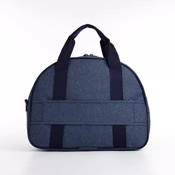 Сумка дорожная на молнии, наружный карман, длинный ремень, цвет синий