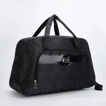 Сумка дорожная на молнии, наружный карман, длинный ремень, цвет чёрный