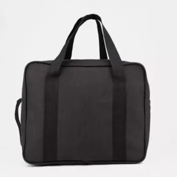 Сумка дорожная на молнии, наружный карман, длинный ремень, цвет чёрный