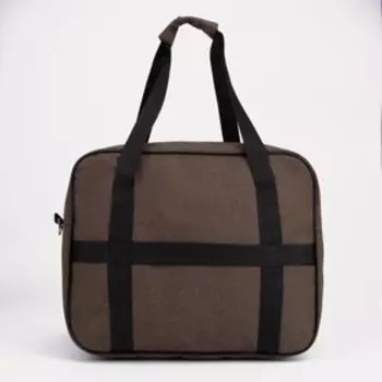 Сумка дорожная на молнии, наружный карман, длинный ремень, цвет коричневый