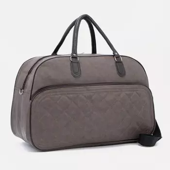 Сумка дорожная на молнии, наружный карман, длинный ремень, цвет коричневый