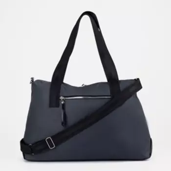 Сумка дорожная на молнии, наружный карман, длинный ремень, цвет серый