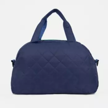 Сумка дорожная на молнии, наружный карман, длинный ремень, цвет синий