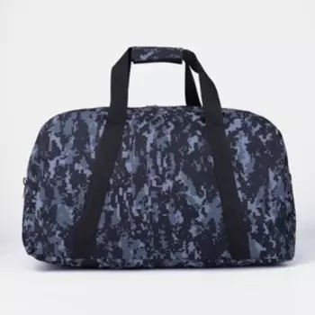 Сумка дорожная на молнии, наружный карман, длинный ремень, цвет серо-синий