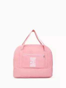 Сумка дорожная на молнии, отдел для обуви, наружный карман, держатель для чемодана, розовая