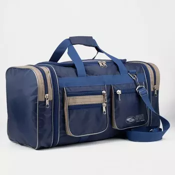 Сумка дорожная на молнии, с увеличением, 5 наружных карманов, цвет синий