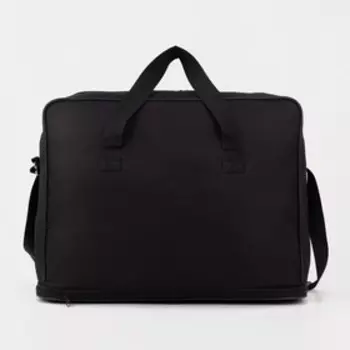 Сумка дорожная на молнии, с увеличением, наружный карман, длинный ремень, цвет чёрный