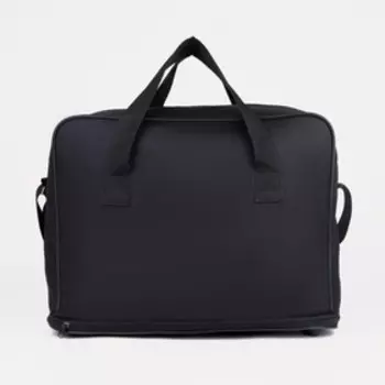 Сумка дорожная на молнии, с увеличением, наружный карман, длинный ремень, цвет чёрный