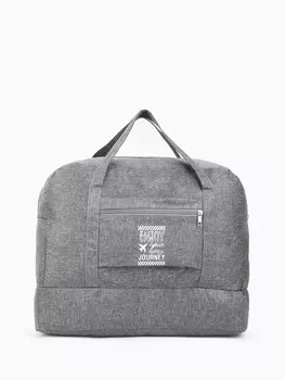 Сумка дорожная на молнии, отдел для обуви, наружный карман, держатель для чемодана, серая