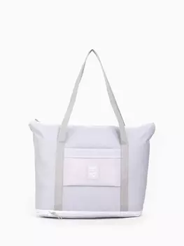 Сумка дорожная на молнии, с увеличением, наружный карман, держатель для чемодана, длинный ремень, серая