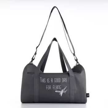 Сумка дорожная на молнии TEXTURA, с подкладкой, длинный ремень, маленький размер, серая