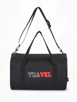 Сумка дорожная на молнии TEXTURA, с подкладкой, длинный ремень, маленький размер, чёрная