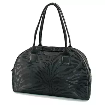 Сумка дорожная ВД60-00311, цвет черный, водонепроницаемая ткань со ставками из натуральной кожи, 43х