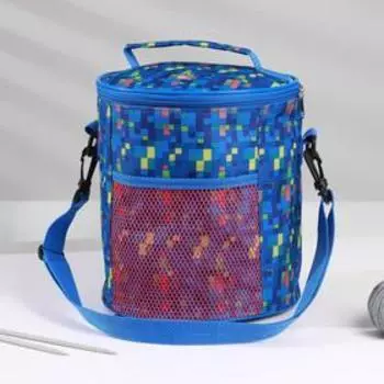 Сумка-футляр «Пиксель», 2 люверса, d = 21 см, 23 см, цвет синий