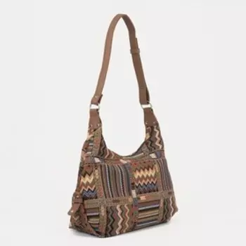 Сумка-хобо на молнии, цвет коричневый