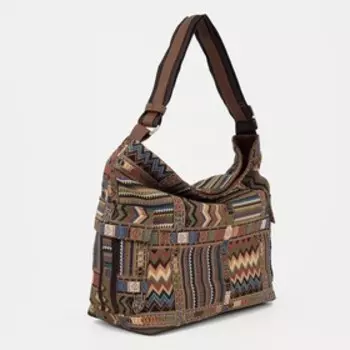 Сумка-мешок на молнии, цвет коричневый