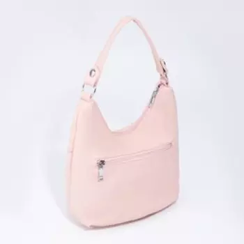 Сумка-хобо, отдел на молнии, 2 наружных кармана, длинный ремень, цвет розовый