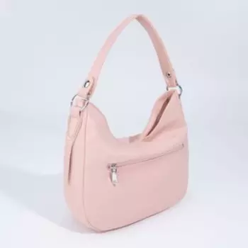 Сумка-хобо, отдел на молнии, 2 наружных кармана, длинный ремень, цвет розовый