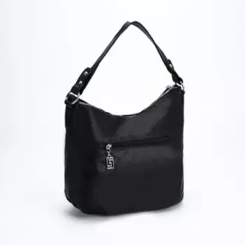 Сумка-хобо, отдел на молнии, 3 наружных кармана, цвет чёрный