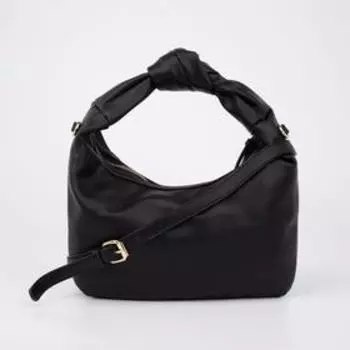 Сумка-хобо, отдел на молнии, длинный ремень, цвет чёрный