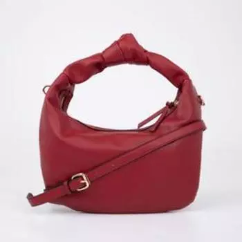 Сумка-хобо, отдел на молнии, длинный ремень, цвет красный