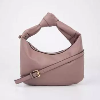 Сумка-хобо, отдел на молнии, длинный ремень, цвет пудра