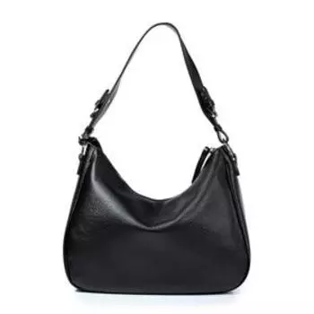 Сумка-хобо, отдел на молнии, наружный карман, цвет чёрный