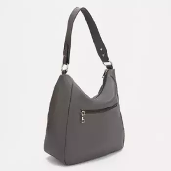 Сумка-хобо, отдел на молнии, наружный карман, цвет серый