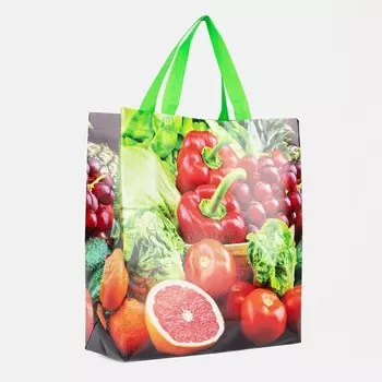 Сумка хозяйственная без застёжки, цвет зелёный/разноцветный