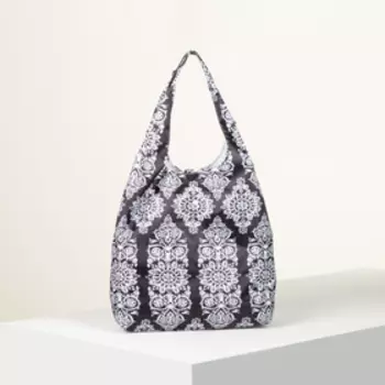 Сумка хозяйственная на кнопке, складная, цвет чёрный/белый