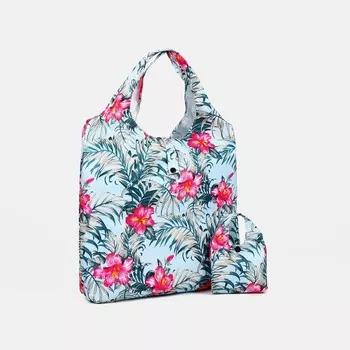 Сумка хозяйственная на кнопке, складная, цвет голубой