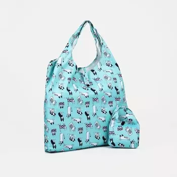 Сумка хозяйственная на кнопке, цвет голубой