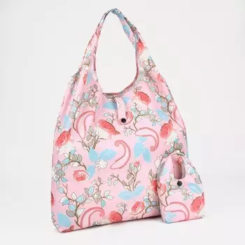 Сумка хозяйственная на кнопке, складная, цвет розовый