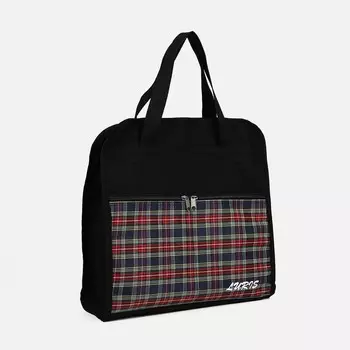 Сумка хозяйственная на молнии, 2 наружных кармана, цвет чёрный/красный