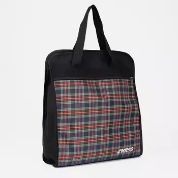 Сумка хозяйственная на молнии, наружный карман, цвет чёрный/красный