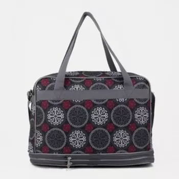 Сумка хозяйственная на молнии, с увеличением, наружный карман, цвет красный/серый