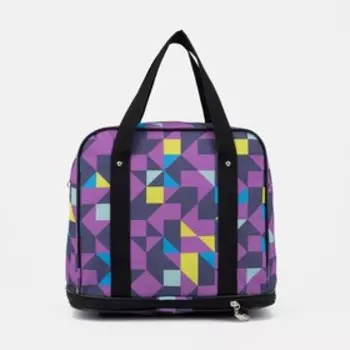 Сумка хозяйственная на молнии, с увеличением, наружный карман, цвет сиреневый