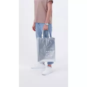 Сумка из спанбонда Cat без молнии, без подкладки, цвет серебристый