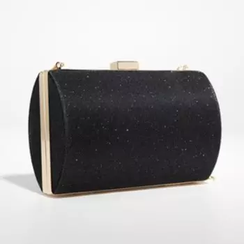 Сумка-клатч женская вечерняя на фермуаре, жёсткий корпус, с золотистой кисточкой, чёрная