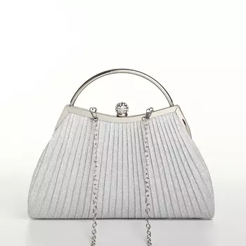 Сумка женская на фермуаре, цвет серебряный