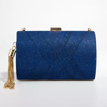 Сумка-клатч на фермуаре, цвет синий