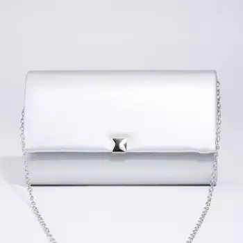Сумка-клатч на клапане, цвет серебристый