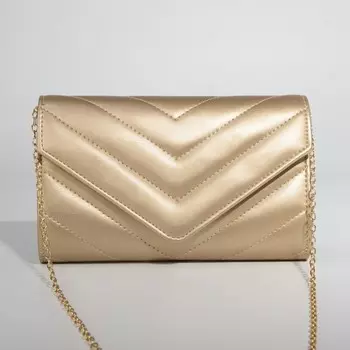 Сумка-клатч на клапане, цвет золотой
