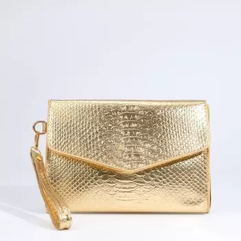 Сумка-клатч на клапане, цвет золотой