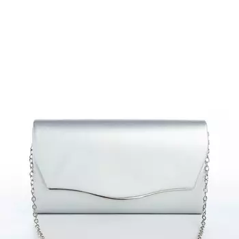 Сумка-клатч вечерняя на магните, на цепочке, серебристая